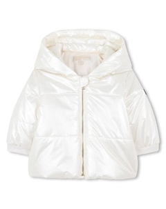 Детский пуховик естественного цвета с длинными рукавами Michael kors