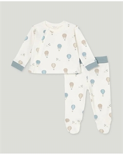 Длинная пижама с узором для малышей на молнии, синий Cotton juice