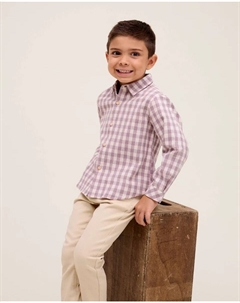 Рубашка для мальчика в клетку, сиреневый/белый Dadati