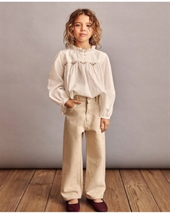 Блуза с длинным рукавом, деталь смок-мана из люрекса для девочки, белый Coconut el corte inglés