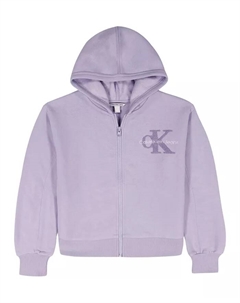 Детская худи с длинными рукавами и передней молнией для девочек 7-16 лет, фиолетовый Calvin klein