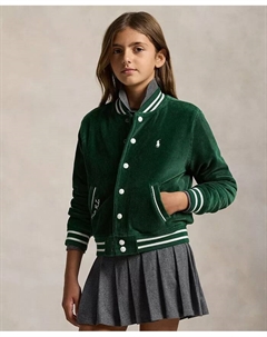 Детская полосатая ребристая куртка-бомбер для девочек 7-16 лет, зеленый Polo ralph lauren