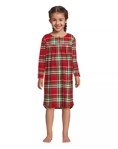 Большая фланелевая ночная сорочка для девочек, красный Lands' end