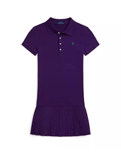 Детское плиссированное платье-поло из стрейч-сетки для девочек 7-16 лет, фиолетовый Polo ralph lauren