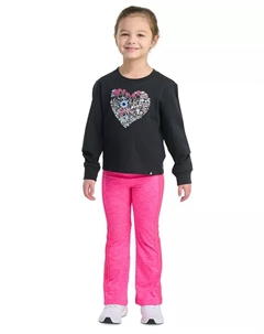 Комплект для малышек и девочек: футболка с принтом с длинными рукавами и расклешенные брюки, черный Adidas