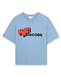Детская футболка голубого цвета из хлопка Marc jacobs
