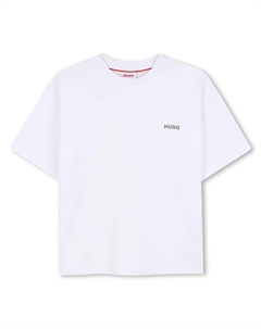 Детская хлопковая футболка, белый Hugo