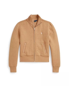 Детская куртка с воротником и стеганым узором в виде кос для девочек 7-16 лет, загар/бежевый Polo ralph lauren