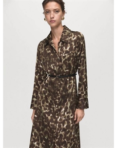 Платье-рубашка Camila с принтом, Khaki Mango
