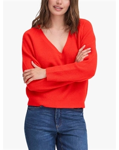 Dasila вязаный джемпер с длинными рукавами и V-образным вырезом, Fiery Red Ichi