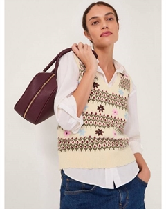 Вязаный жилет Ella с цветочным узором, Ivory Monsoon