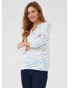 Блузка Edita Amber Zebra с V-образным вырезом, Mid Blue Kaffe