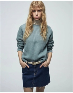 Джемпер из трикотажа с фактурной вязкой, светло-зеленый Сфера