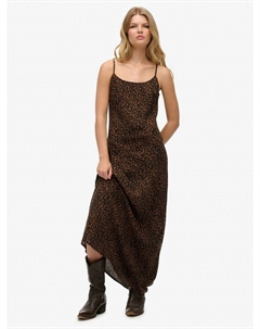 Леопардовый принт платье-макси косого кроя, Leona Leopard Superdry