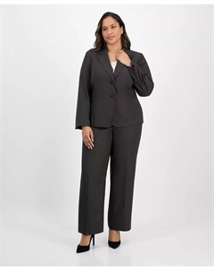 Комплект пиджака с вырезом и широких брюк больших размеров, коричневый Le suit