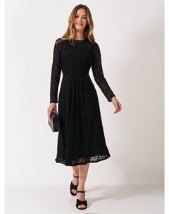 Платье из сетчатого трикотажа Marten Flock Tulle Jersey Mesh, Black Crew clothing