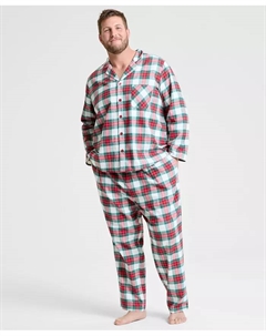 Большие и высокие семейные пижамы Merry Plaid с воротником-стойкой, созданные для Macy's, белый Holiday lane