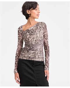 Женский топ Bernardette с асимметричным вырезом и длинными рукавами, загар/бежевый Guess