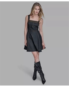 Женское платье из денима с квадратным вырезом, черный Bcbg