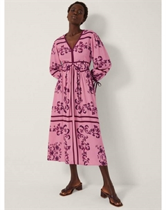 Платье миди с длинным рукавом и v-образным вырезом Matilde Print Monsoon