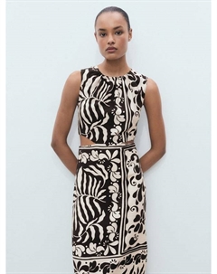 Olimpio Printed платье миди с круглым вырезом и вырезами Mango