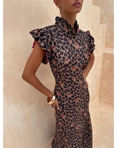 Платье миди Remi с леопардовым принтом Cherry, Black Multi Black Never fully dressed