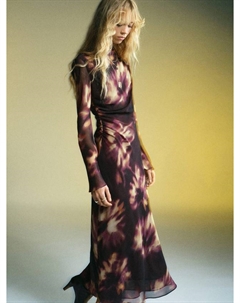 Giady платье миди с эффектом тай-дай из сетки, Dark Red Mango