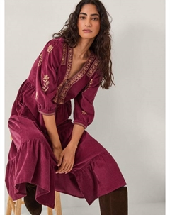 Вышитое платье миди из вельвета Mia, Cherry Monsoon