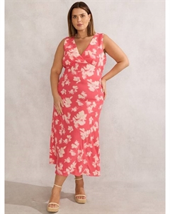 Платье миди Curve Floral без рукавов и шейный платок, Pink Live unlimited