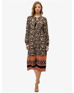 Платье миди с длинными рукавами и принтом, Boho Paisley Black Superdry