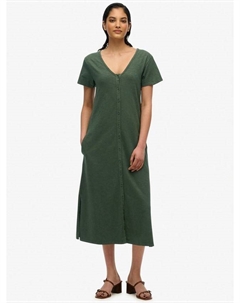 Длинное платье с короткими рукавами и пуговицами, Green Superdry