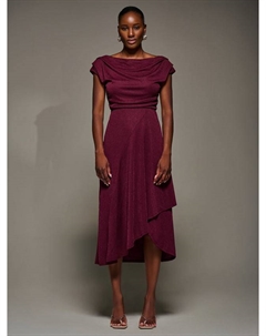 Платье миди с драпированным капюшоном, Burgundy Jolie moi