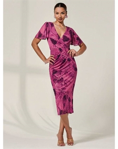 Платье миди с абстрактным сетчатым узором, Purple Jolie moi