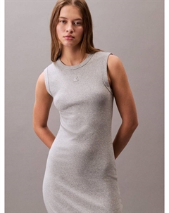 Бесплатное платье миди из хлопковой смеси, Heroic Grey Heather Calvin klein