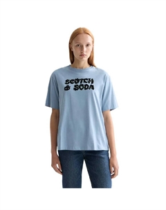 Футболка с коротким рукавом Leopard Artwork Loose Fit, синий Scotch&soda