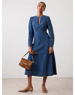 Платье миди с джинсовыми деталями, Blue/Multi Mint velvet