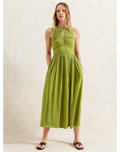 Платье миди из хлопка с разрезом спереди, Green Ro&zo