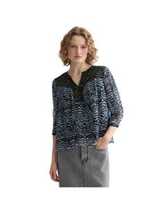 Блузка Contrast Yoke long sleeve, синий Scotch&soda