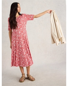 Платье миди Madeline с абстрактным принтом, Pink White stuff