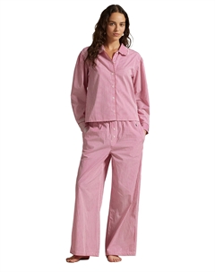 Женская пижама из поплина с длинными рукавами розового цвета Polo ralph lauren