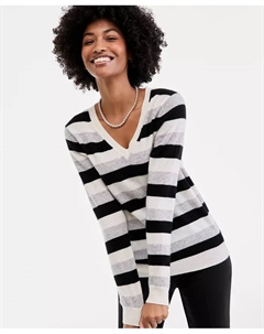 100% кашемировый женский свитер с V-образным вырезом и длинными рукавами, размеры PXS-3X, черный Charter club