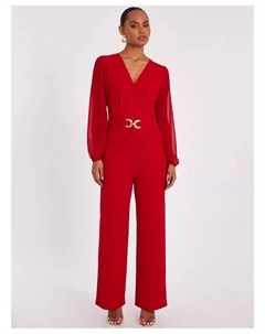 Женский комбинезон палаццо с застежкой шифон, красный Quiz