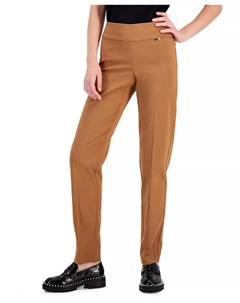 Женские брюки с завышенной талией и эффектом контроля живота, прямые, размеры 0-28W, создано для Macy's, коричневый I.n.c. international concepts