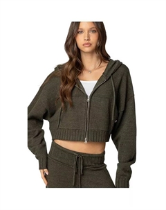 Женский кардиган с капюшоном Russell Knit, зеленый Edikted