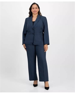 Комплект пиджака с вырезом и широких брюк больших размеров, синий Le suit
