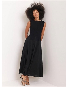 Платье макси без рукавов с разрезом, Navy Blue Mint velvet