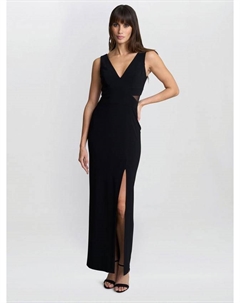 Wendy платье макси с v-образным вырезом и сетчатыми вставками, Black Gina bacconi