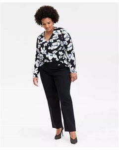 Женские брюки с завышенной талией и эффектом контроля живота, прямые, размеры 0-28W, создано для Macy's, черный I.n.c. international concepts