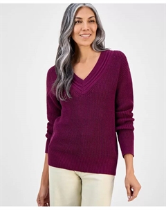 Женский свитер с V-образным вырезом и длинными рукавами, красный Style & co.