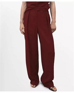 Женские прямые брюки со складками, красный Mango